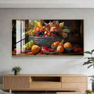 Cuadro Decorativo de Lujo para Sala de Estar, Pintura de Frutas y Cocina, Pintura en Porcelana de Cristal, Impresión Vertical Grande, Arte de Pared para Comedor con LED - Product Image 1
