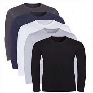 <span class=keywords><strong>Camisetas</strong></span> de Manga Larga con Cuello Redondo y Logotipo Personalizado, Paquete de 5, <span class=keywords><strong>Camisetas</strong></span> Básicas de Color Sólido, Suaves, Transpirables, Ajustadas, Informales, para Uso Diario - Product Image 1