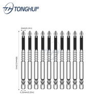 10 pièces 90mm de Long 1/4 "tige hexagonale magnétique Phillips tournevis embouts ensemble industriel bricolage poignée en acier embouts de tournevis