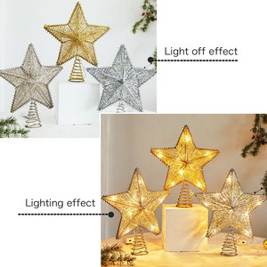 Usine <span class=keywords><strong>De</strong></span> Noël LED Or Fer Arbre Topper Étoile Écologique Lumineux 2AA Batterie Arbre <span class=keywords><strong>De</strong></span> Noël Décoration Ornement <span class=keywords><strong>De</strong></span> Noël - Product Image 4
