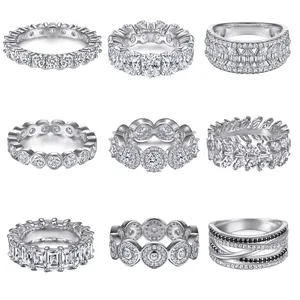 Bijoux en argent pur 925 argent Sterling solide véritable CZ diamant anneaux de mariage pour les femmes bijoux de mode de fiançailles