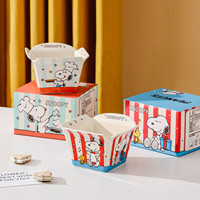 Bol à popcorn en céramique Snoopy, joli bol carré pour frites, chips et desserts, compatible micro-ondes, idéal pour les soirées cinéma