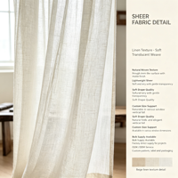 Rideau transparent de haute qualité en lin doux effet café avec texture naturelle pour une décoration intérieure décontractée et relaxante