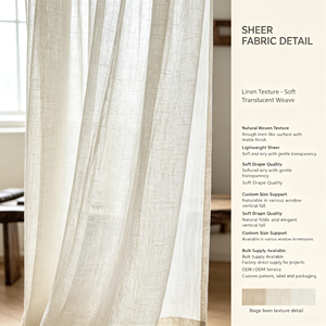 Cortina Translúcida de Alta Calidad con Aspecto de Lino Suave y Textura Natural para una Decoración Interior Relajada e Informal del Hogar - Product Image 3