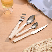 Ensemble de couverts de voyage portable 4 pièces style coréen 2025, résistant au lave-vaisselle, réutilisable, avec poignée en silicone, vaisselle en acier inoxydable 304 pour l'extérieur