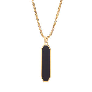 Collar de goteo de aceite geométrico de acero inoxidable de estilo dulce y fresco coreano Cadena de perlas collar de tira larga negra - Product Image 4