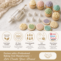 Kit de 7 pièces pour décoration de gâteaux : pistolet à douilles multifonction en plastique, outils de pâtisserie, embouts à fleurs, moule à biscuits, écologique