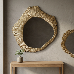 Irregular Brass Wall <b>Mirror</b> Handmade Decorative Framed Edge Bohemian Style 6mm Thickness - Product Image 2