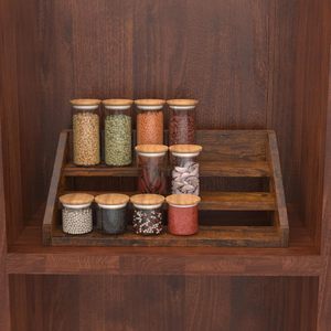 Étagère à épices en bois à 3 niveaux, présentoir surélevé pour pots de condiments, rangement de cuisine - Product Image 4