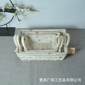 Woven Basket Rectangle White <b>Handmade</b> Storage Basket For <b>Clothes</b> And Miscellaneous Items From Shandong - Product Image 4
