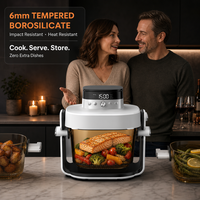 7QT Airfryer 1800W Gehard Borosilicaatglas Kom PFAS-vrij Niet-toxisch Grote Capaciteit Digitale Besturing Oven voor Thuiskeuken