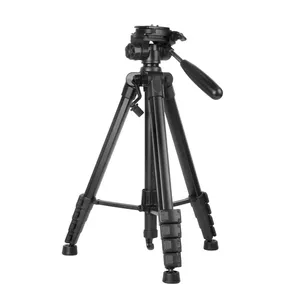 Retractable Aluminum camera tripod stand for phone light stand With phone clip and tote bag