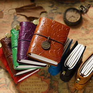 Refillable Genuine Leather Journal Diary Writing <strong>Notebook</strong> <strong>Mini</strong> Pocket <strong>Notebook</strong> With Flower Print Leather