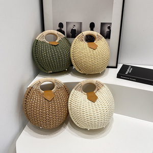 Bolsa de <span class=keywords><strong>playa</strong></span> de verano natural de nuevo diseño al por mayor, cesta de <span class=keywords><strong>mimbre</strong></span> tejida a mano y bolsos estilo Bali de paja de papel - Product Image 2