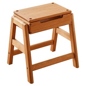 Cherry Wood A Frame Stool Solid Wood <b>Storage</b> <b>Seat</b> Convertible Dining Room Furniture For Adults And Elderly - Product Image 5