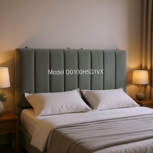 Funda de cojín para cabecero de terciopelo gris, 59.8 pulgadas, modelo acolchado D0100H5G1VX - Product Image 2