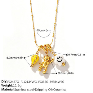 Kids Cartoon DIY Charm Necklace Stainless Steel <b>Rainbow</b> Castle Key Detachable Pendant Collarbone Jewelry - Product Image 4