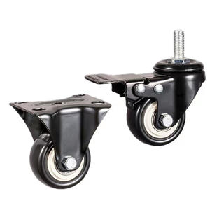 1,5 2 2,5 Zoll Leichte Lenkrollen mit Drehplatte Schwarze PVC-Bürostuhl-Möbelrollen - Product Image 3