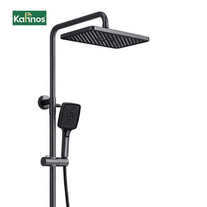 Gunmetal <b>Chrome</b> Smart Shower System LED Digital Display Square Rainfall Head Piano Key Panel Ambient <b>Light</b> Bidet Soft Jet - Product Image 1
