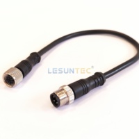 مجموعة كابلات M12 من الذكور إلى الإناث Ip67 Ip68 للماء مخصص 3 5 6 12 17 دبوس مستشعر M12 4 دبوس 8 دبوس موصل كابل M12
