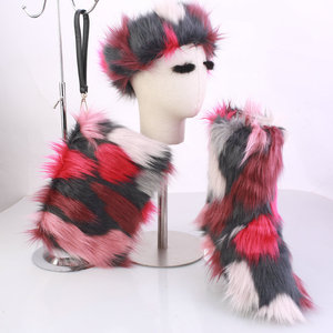 Grosir Sepatu Bot Bulu Berbulu Musim Dingin dengan Ikat Kepala dan Tas Sepatu Bot Bulu Kelinci Wanita - Product Image 3