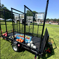 Terrain de basket-ball mobile flexible efficace monté sur remorque portable réglable en hauteur