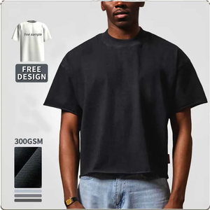 Camiseta Oversize de Punto de Alta Calidad 300gsm, Estilo Urbano, Corta, Vintage, de Algodón, Personalizada, Lisa, Antiarrugas - Product Image 1
