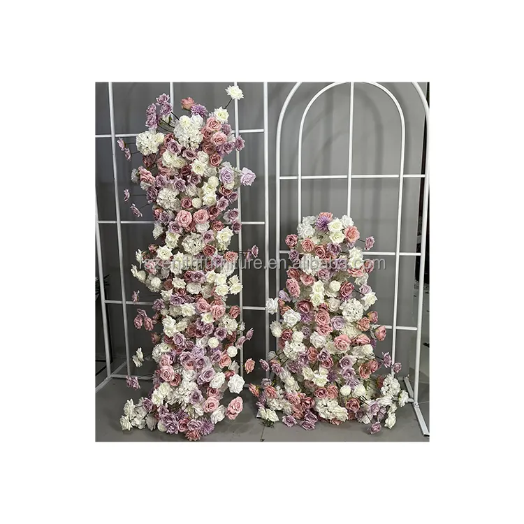 6ft livre ereto duas peças roxo, rosa e branco flor corredor corredor para a decoração do casamento