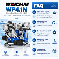 Moteur diesel marin SCDC Weichai WP4.1N 120HP-190HP à rampe commune pour propulsion de bateaux et yachts de passagers