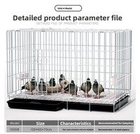 Grande cage d'élevage pliable et respirante en acier pour pigeons, avec cloison de séparation et bouton-pression, pour usage domestique (pigeons, poulets, canards)