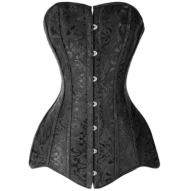 Drop Shipping Corset Long Torso Corsets Cheap Black White Korset Overbust Waist Slimming Floral Bustier Women Plus Size Gorset