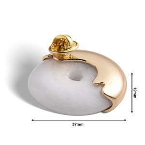 Factory Price Jade Material Beige Color Round Shape Pin Badge - Product Image 2