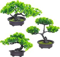Pohon Bonsai buatan 16 "tinggi, tanaman imitasi Pot keramik kayu realistis untuk dekorasi rumah kamar tidur Jepang