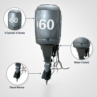 Nouveau moteur hors-bord diesel 60 CV 3 cylindres 4 temps HD-W60D refroidi par eau pour bateau de pêche et bateau de travail