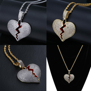 Châu Âu Và Mỹ Phong Cách, Đầy Đủ Pave CZ Khắc Trái Tim Cuba Liên Kết Chuỗi Hip Hop Vòng Cổ - Product Image 4