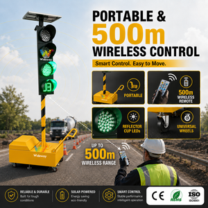 Semáforo Portátil de 200 mm con Energía <span class=keywords><strong>Solar</strong></span>, IP55, Control Remoto Inalámbrico, Señal de Seguridad para Construcción de Carreteras - Product Image 3