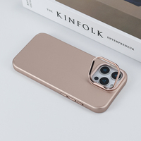 Coque mobile à peinture métallique de qualité supérieure pour iPhone 13/14/15/16/17 Pro Max Plus-Plusieurs couleurs, support d'objectif en aluminium, PC dur