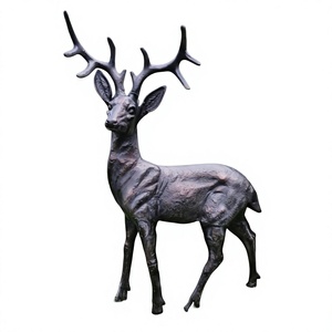 Statue de renne grandeur nature à poser au sol, finition bronze, figurine de cerf en métal faite à la main, fournisseur en gros de fournitures de jardin - Product Image 2