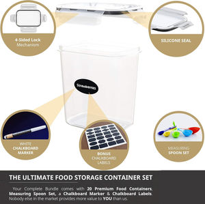 Juego de 42 Recipientes Apilables de Plástico Herméticos Libres de BPA para Organizar la Cocina, Almacenar Cereales y Alimentos Secos - Product Image 3