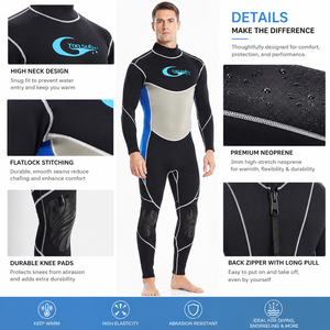 Traje de <span class=keywords><strong>Neopreno</strong></span> de 3mm para <span class=keywords><strong>Hombre</strong></span>, Traje de Buceo Térmico de Cuerpo Completo con Cremallera Trasera para Snorkel, Surf y Natación, Venta al Por Mayor, Fábrica OEM - Product Image 4