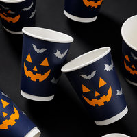 Gobelet double en papier Halloween Chapeau de sorcière Kraft isolé résistant à la chaleur jetable 8oz recyclable Fournisseur en gros