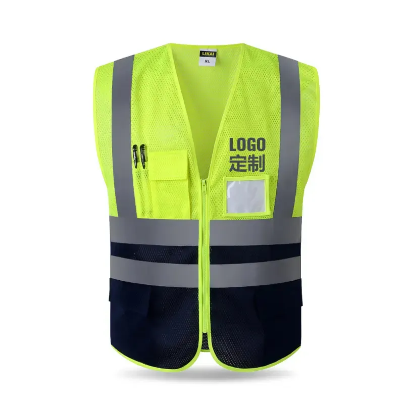 Mesh breathable safety protective jacket for construction site color matching fluorescent clothes protective reflective vest