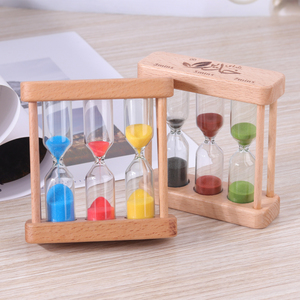 1/3/5 phút bằng gỗ Cát Thủy Tinh đồng hồ cát 3 5 7 phút 3 trong 1 gỗ trà cát hẹn giờ - Product Image 2