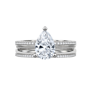Fine Jewelry Customized 925 Sterling <b>Silver</b> Multi-Layer Pear Cut 5A White Cubic Zirconia Rhodium Plated Luxury Engagement <b>Ring</b> - Product Image 1