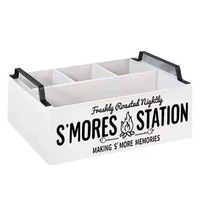 Plateau de service multifonction en bois noir et blanc avec compartiments divisés pour les rassemblements en plein air, le camping, les fêtes à domicile