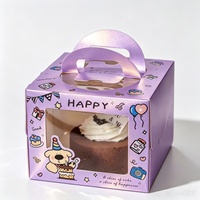 Boîte à pâtisserie, boîte à gâteau d'anniversaire, boîte transparente en PET avec fenêtre, poignée portable, impression de logo personnalisée, emballage pour desserts, emballage cadeau pour les fêtes