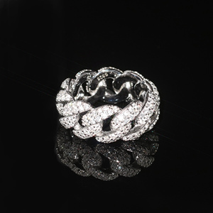 Anillo Cubano de Moissanita de Lujo, Joyería Hiphop para Hombre, Chapado en Oro de 18k, Plata de Ley 925 - Product Image 3