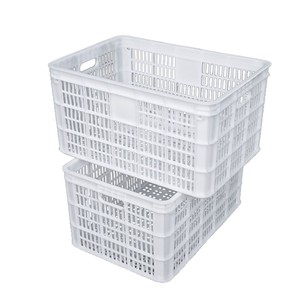 White Plastic Turnover Basket 60X42X31Cm Stackable Industrial Storage Basket For Warehouse Logistics - Product Image 4
