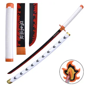 Versão de madeira estilo japonês espada demon slayer rengoku kyoujurou anime espada
