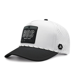 Cappellini da Baseball Bianchi all'Ingrosso, Logo in Gomma Personalizzato, Impermeabili, in Tessuto Oxford Dobby, a 5 Pannelli, Regolabili, in Poliestere - Product Image 3
